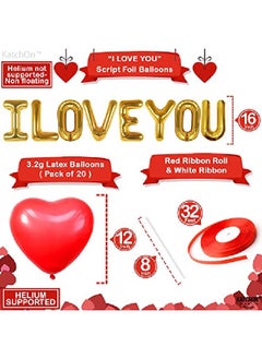 KATCHON I Love You Balloons And Heart Balloons Pack Of 30 | Red Heart Balloons For Romantic Decorations Special Night | I Love You Balloons For Him Her | Heart Shaped Balloons For Anniversary Birthday  - Image 4