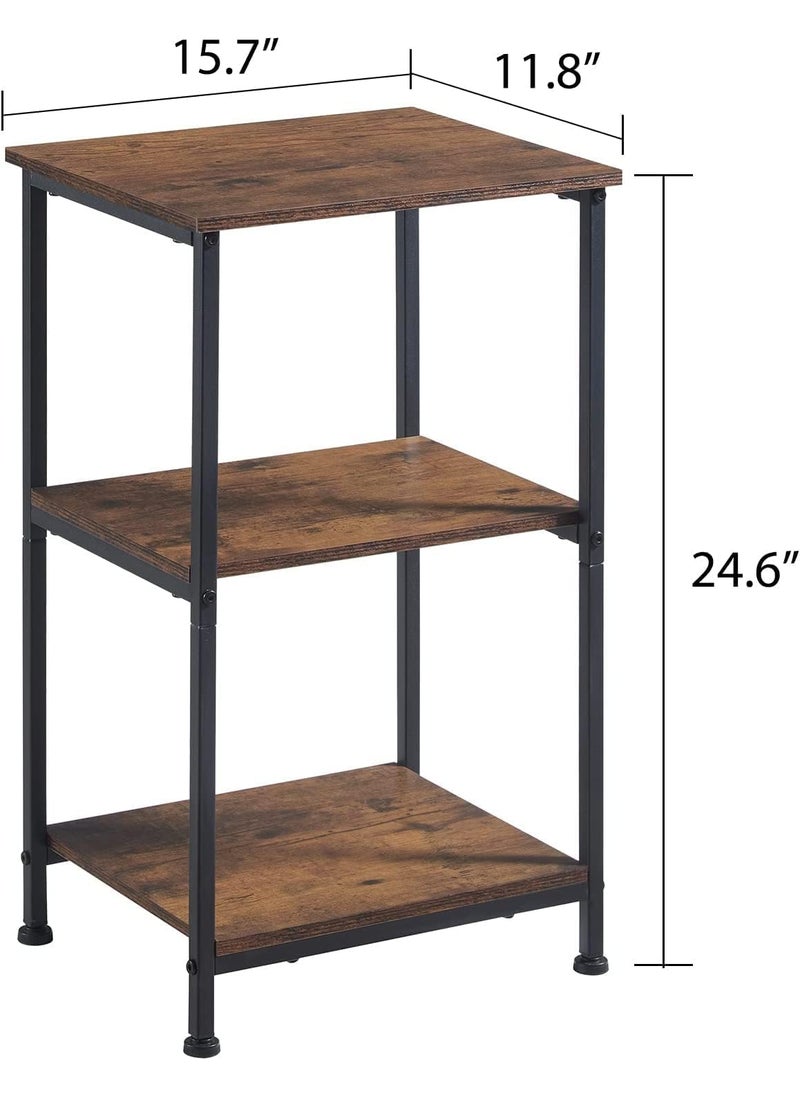 Indian Decor 61202 Round Side Table C Table End Table for Small Space C Shaped Tall Slide Under Couch Tables Bedside Snack Table for Living Room Bedroom Rustic Brown Round