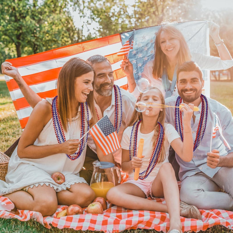 YAXINRUI 15 PCS 4th of July Necklace Patriotic Beads Necklaces, 4th of july Accessories 33 Inch Independence Day Necklaces 4th of July Beads for Patriotic Parade Party - Image 5