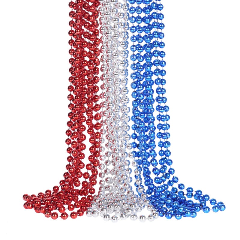 YAXINRUI 15 PCS 4th of July Necklace Patriotic Beads Necklaces, 4th of july Accessories 33 Inch Independence Day Necklaces 4th of July Beads for Patriotic Parade Party - Image 1