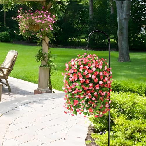 ZFProcess 2 Pack Artificial Hanging Flowers, Fake Flowers Hanging Plant Violet Flower, Artificial Faux Silk Spring Flower for Wall Front Door Yard Garden Wedding Outdoor Decoration(Deep Pink) - Image 4
