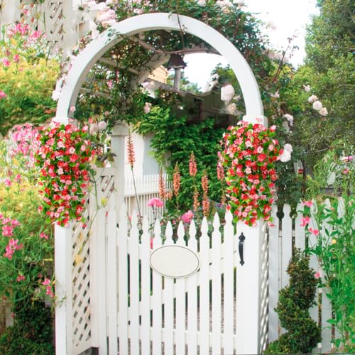 ZFProcess 2 Pack Artificial Hanging Flowers, Fake Flowers Hanging Plant Violet Flower, Artificial Faux Silk Spring Flower for Wall Front Door Yard Garden Wedding Outdoor Decoration(Deep Pink) - Image 5