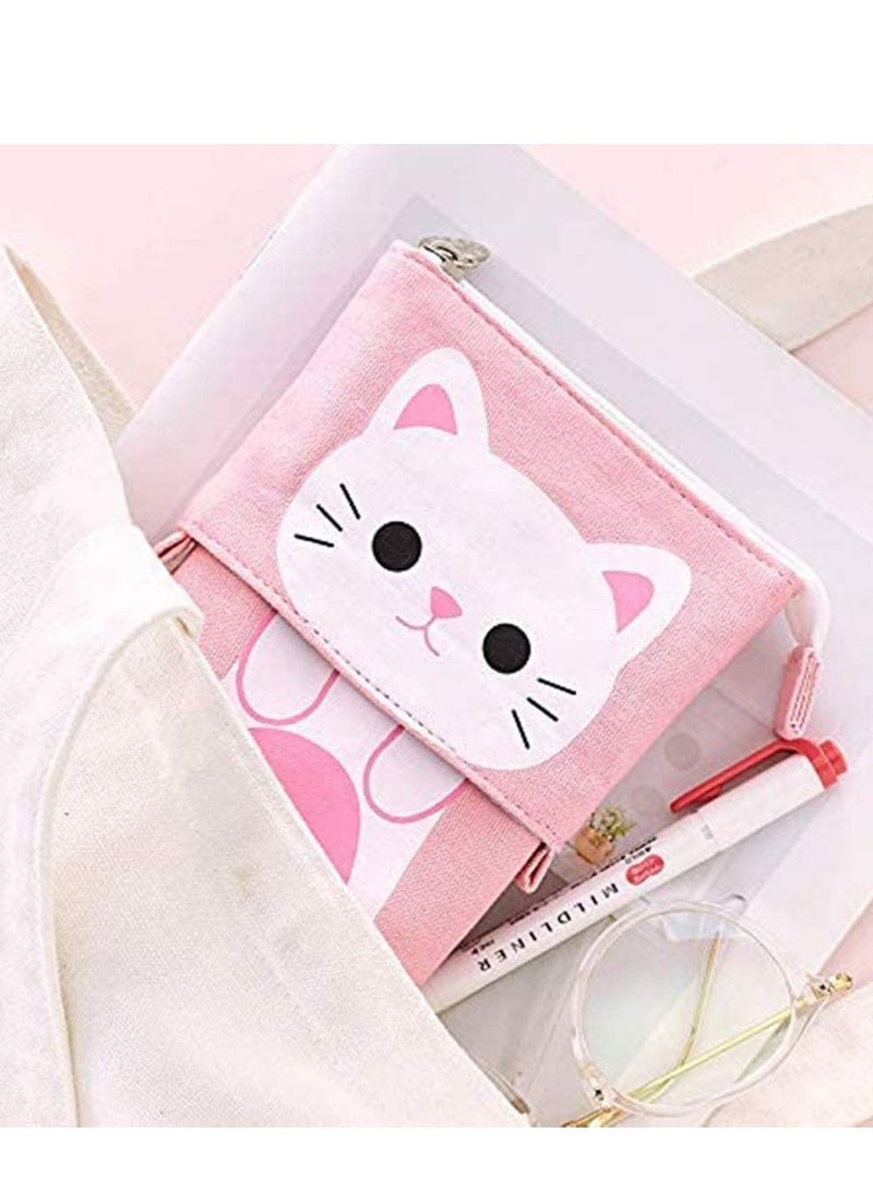 Boy's Girl's Canvas Cartoon Cat Telescopic Stand Pencil Case