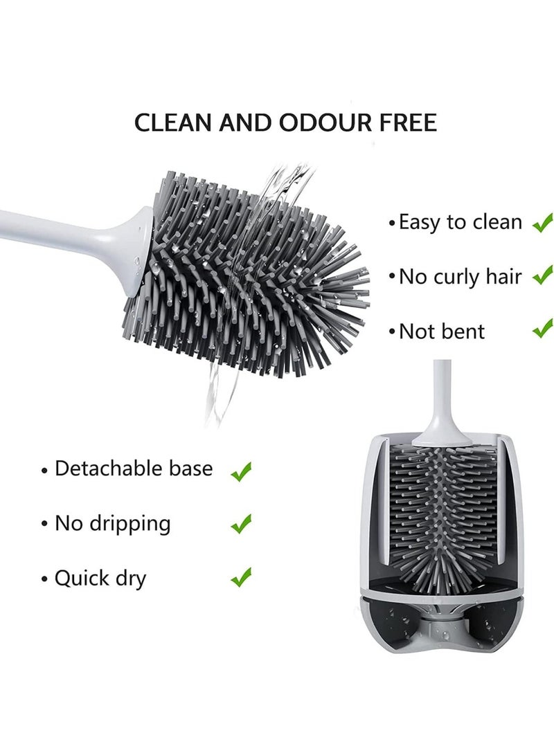 Toilet Brush, Toilet Bowl Brush and Holder, Toilet Cleaner Brush for Bathroom,Floor Standing & Wall Mounted Toilet Scrubber Without Drilling - Image 4