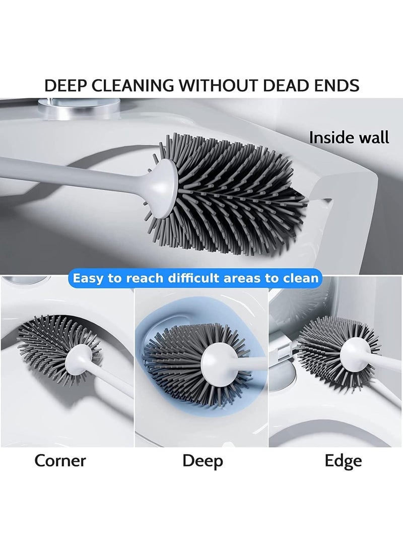 Toilet Brush, Toilet Bowl Brush and Holder, Toilet Cleaner Brush for Bathroom,Floor Standing & Wall Mounted Toilet Scrubber Without Drilling - Image 1