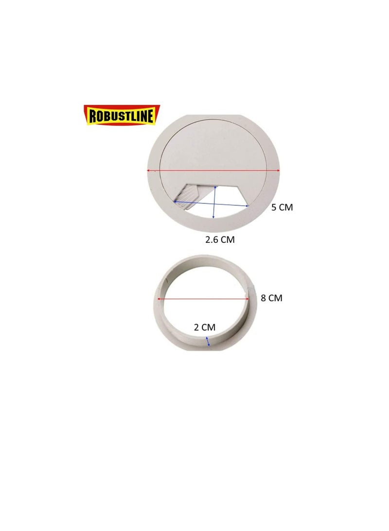 Robustline Plastic Grommet Computer Cable Tidy Desk Table PC Outlet Wire Cover Pack Of 3 (80MM, White) (80MM, Brown) - Image 3