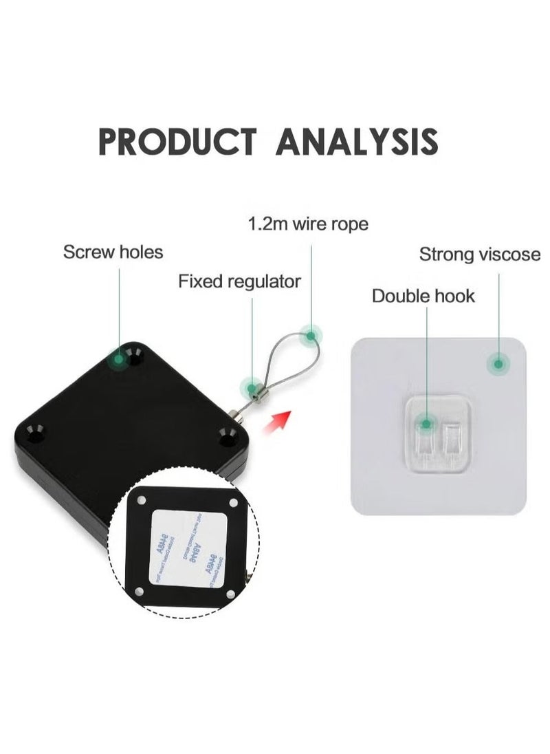 2 Pack Automatic Sensor Door Closer Punch-free Adjustable Surface Door Stopper Automatically Close Door Bracket Closer telescopic door device wooden door closed sliding door wire pull rope Home Impr - Image 3