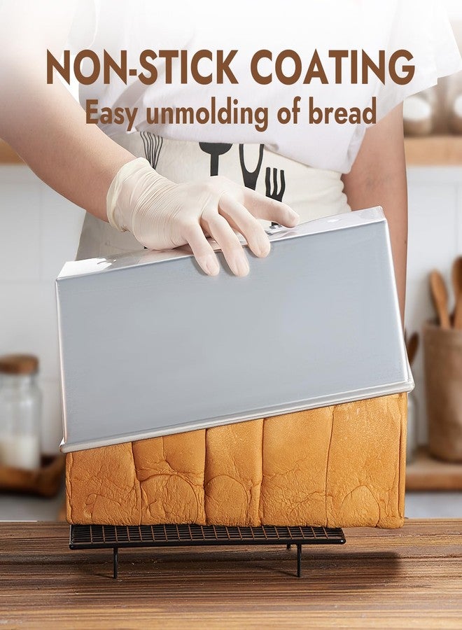 CURTA 2 Pack Pullman Loaf Pan with Lid, 2.2 lb 13x5 Inch Nonstick Aluminum Alloy Pullman Loaf pan, Bread Loaf pan with Lid for Homemade Sandwich Bread - Image 2