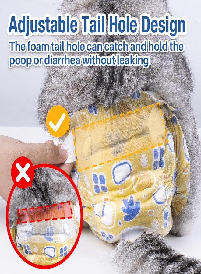 Pet Soft Disposable Cat Diapers - Diaper for Female & Male Cats, Puppy Doggie Diapers for Female Dogs with Adjustable Foam Tail Hole, Small (24Pcs, Yellow) - Image 2