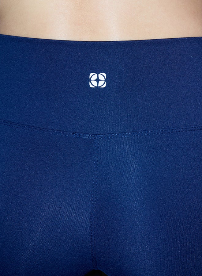 trendyol Navy Blue Soft Brushed Fabric Reflective Print Detailed Full Length Knitted Sports Tights - Image 4