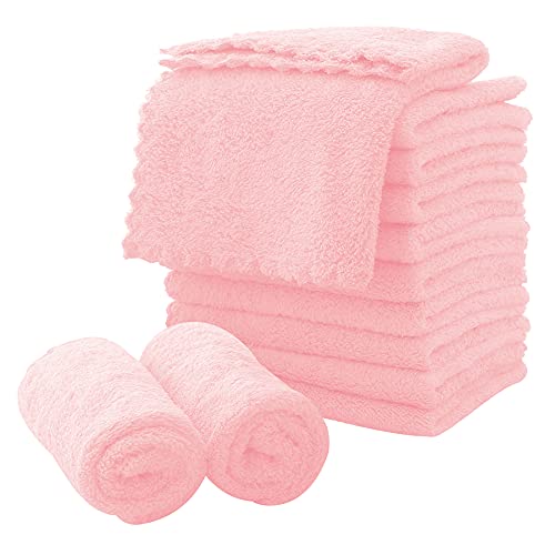 MOONQUEEN Microfiber Facial Cloths Fast Drying Washcloth 12 Pack  Premium Soft Makeup Remover Cloths  Pink