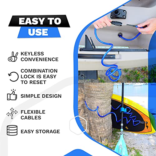 DocksLocks Weatherproof Coiled Security Cable Lock (5ft to 25ft Lengths) with Resettable Combination, Anti-Theft Protection for Kayaks, Bikes, Paddleboards, Scooter, Equipment, Bicycles and More 15ft - Image 5