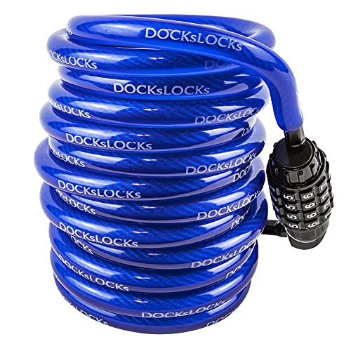 DocksLocks Weatherproof Coiled Security Cable Lock (5ft to 25ft Lengths) with Resettable Combination, Anti-Theft Protection for Kayaks, Bikes, Paddleboards, Scooter, Equipment, Bicycles and More 15ft - Image 1