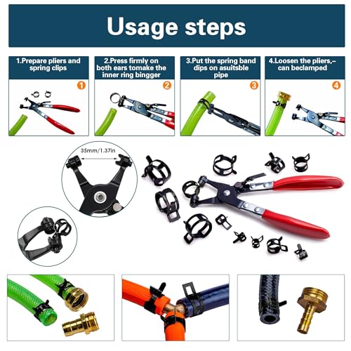 AskWay Spring Pipe Clamps340PCS, With Spring Pipe Clamp Tools, 12 Sizes 6-22mm Spring Hose Clamps, Used To Fix Hose Interfaces In Automotive, Marine, Gardening, Industrial Applications - Image 5