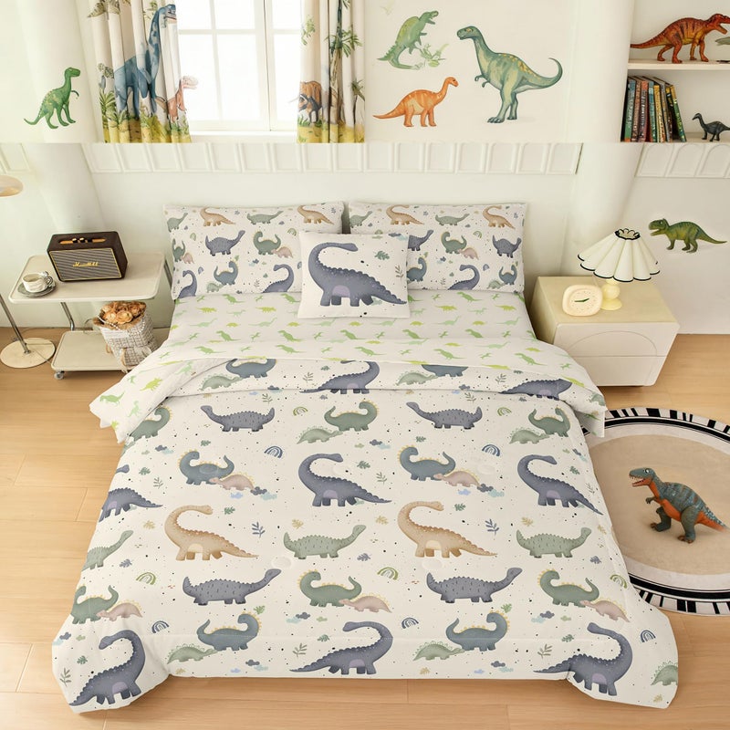 Bodhi for Love Boys Dinosaur Bedding Sets Twin,Twin Bedding Sets for Boys Super Soft Microfiber All Season Kids Dino Comforter Twin 6 Piece - Image 2