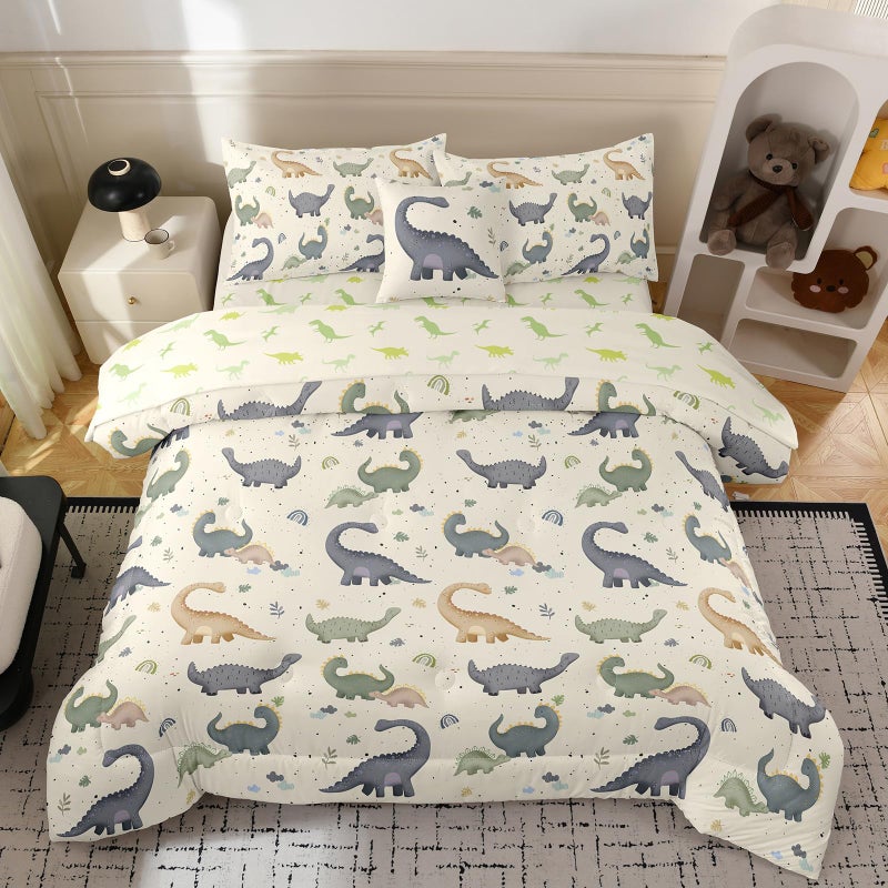 Bodhi for Love Boys Dinosaur Bedding Sets Twin,Twin Bedding Sets for Boys Super Soft Microfiber All Season Kids Dino Comforter Twin 6 Piece - Image 4