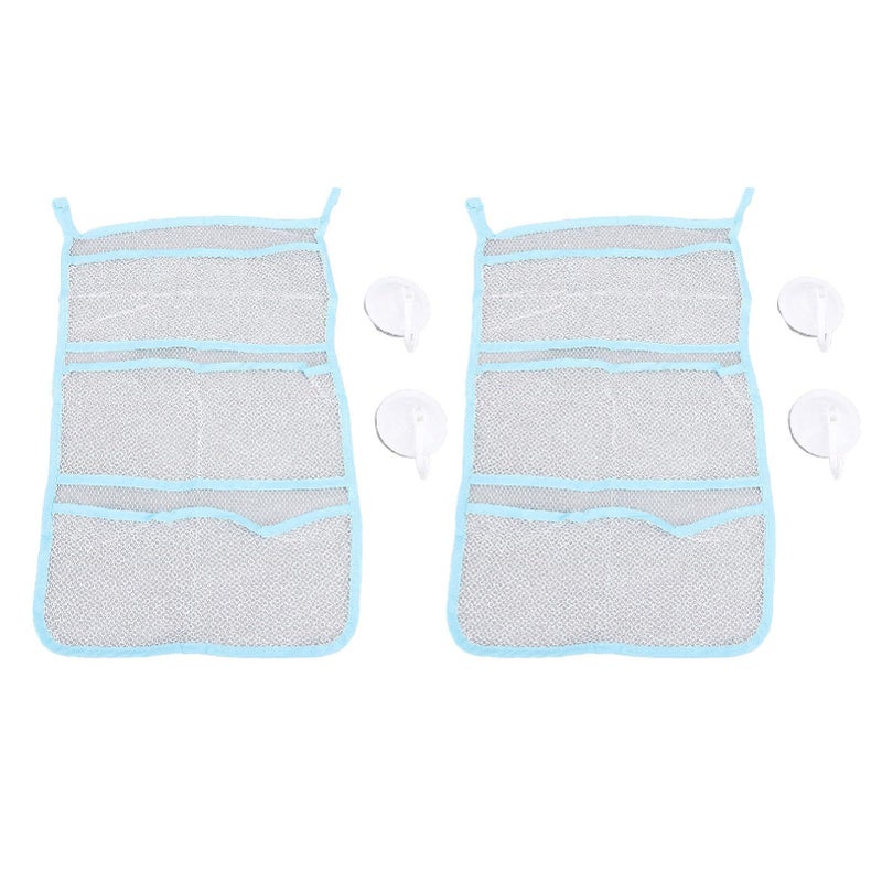 Mesh Hanging Storage Bag For Bathroom With Multi Pockets And Suction Cup - Image 2