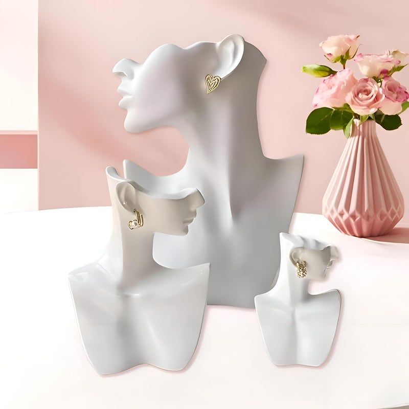 Sturdy Resin Jewelry Bust - Compact, high-quality stand for necklace display at trade fairs, boutiques, and exhibitions with secure base and smooth finish. (L) - Image 4