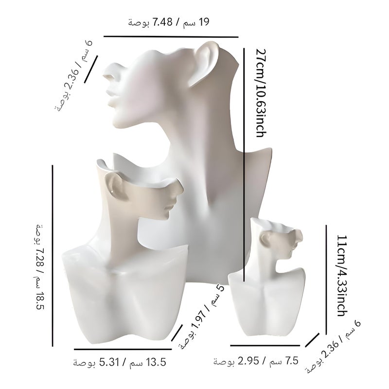 Sturdy Resin Jewelry Bust - Compact, high-quality stand for necklace display at trade fairs, boutiques, and exhibitions with secure base and smooth finish. (L) - Image 3