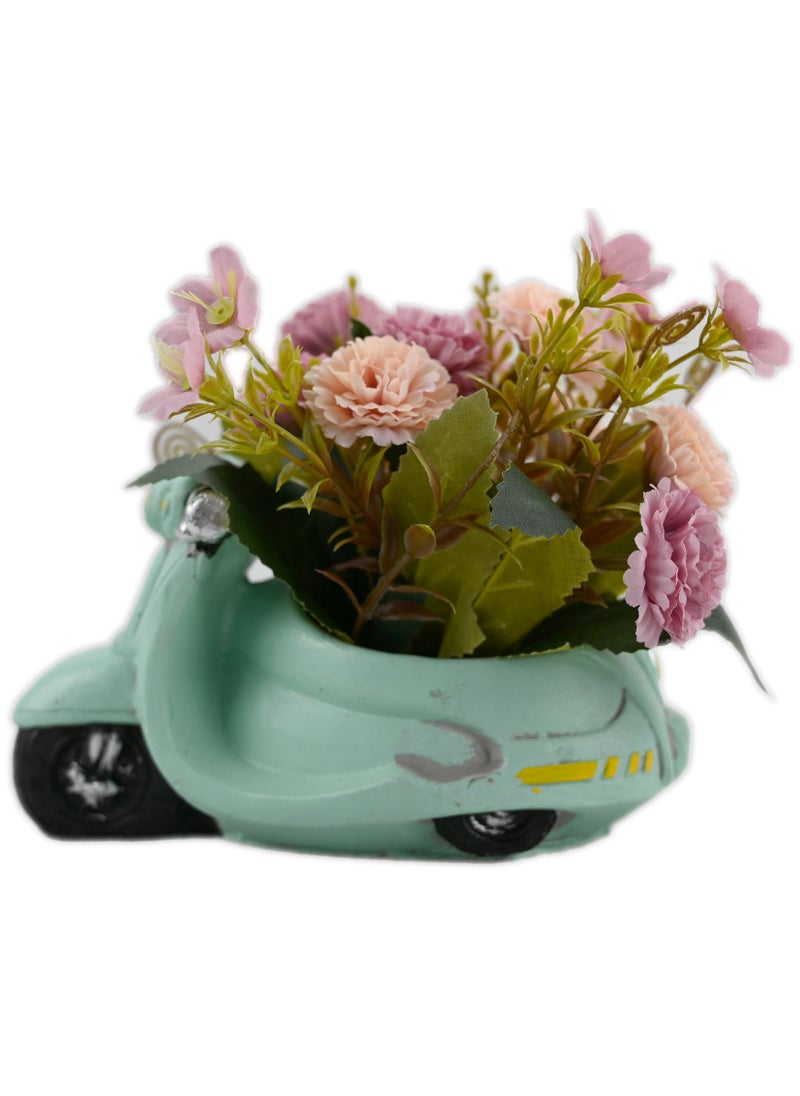 Generic Ceramic Bike With Flowers, Summer Decoration Ideas, Small Floral Antiques For Home Décor, Ceramic Antique For Coffee Table Décor, Artificial Flowers For Home Wedding Party Special Event Decorations  - Image 2