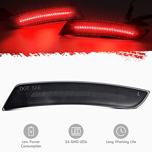 Partsam Smoked Lens LED Side Marker Lights Front Rear Bumper Side Marker Lamps Reflectors Compatible with Camaro 2016-2021,Pack of 4 (2 x Amber, 2 x Red) - Image 3