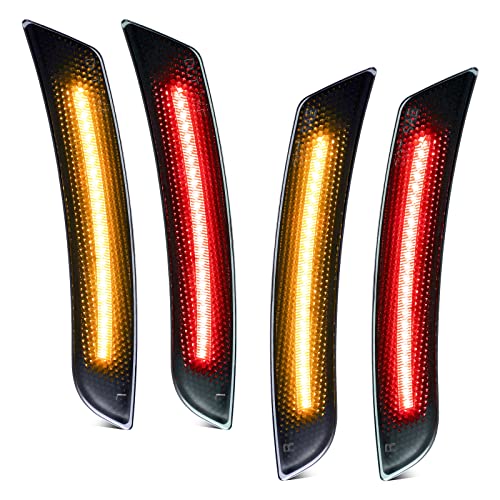 Partsam Smoked Lens LED Side Marker Lights Front Rear Bumper Side Marker Lamps Reflectors Compatible with Camaro 2016-2021,Pack of 4 (2 x Amber, 2 x Red) - Image 1