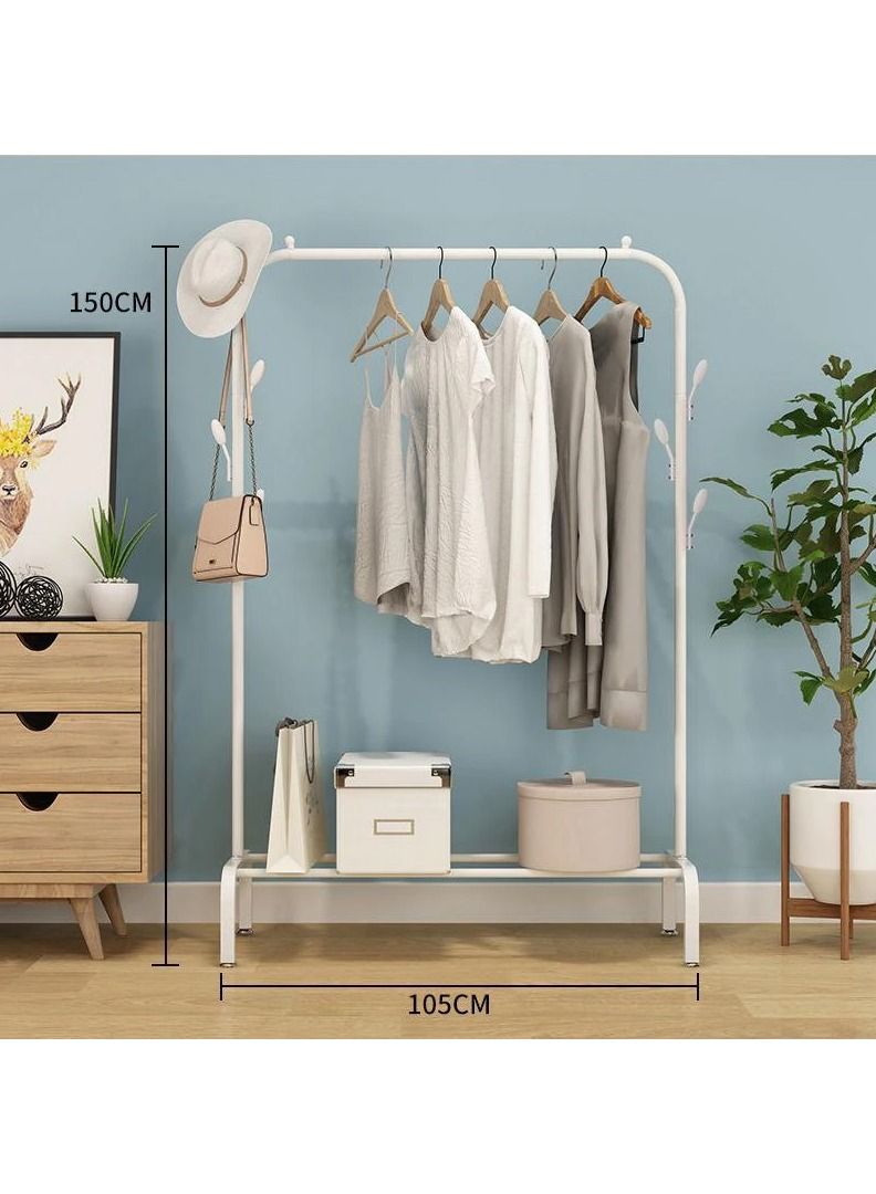 Clothes Rack Garment Rack with Shoe Rack Metal Clothing Rack Hanger with 7 Hooks for Clothes Coat Hat Storage White - Image 4