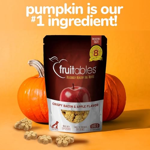 Fruitables Baked Dog Treats, Healthy Pumpkin Treat for Dogs, Low Calorie & Delicious, Free of Wheat, Corn and Soy, Made in the USA, Apple and Crispy Bacon Flavor, 7oz - Image 5