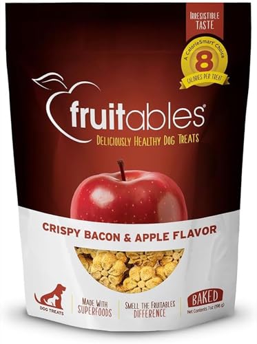 Fruitables Baked Dog Treats, Healthy Pumpkin Treat for Dogs, Low Calorie & Delicious, Free of Wheat, Corn and Soy, Made in the USA, Apple and Crispy Bacon Flavor, 7oz - Image 1