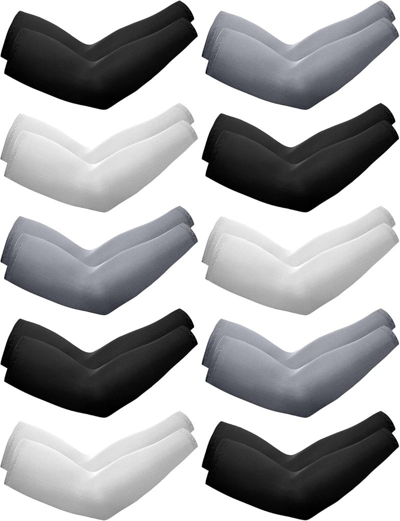 BOAO 10 Pairs UV Sun Protection Arm Sleeve for Men Women Work Cooling Compression Tattoo Cover Up Sleeves for Cycling Fishing - Image 1
