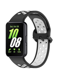 Generic Soft Watchbands Compatible with Samsung Galaxy Fit3 SM-R390 Silicone Sport Wristband Band Replacement Bracelet Quick Release Straps (Black+White)  - Image 1