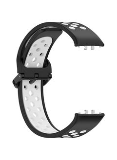 Generic Soft Watchbands Compatible with Samsung Galaxy Fit3 SM-R390 Silicone Sport Wristband Band Replacement Bracelet Quick Release Straps (Black+White)  - Image 2
