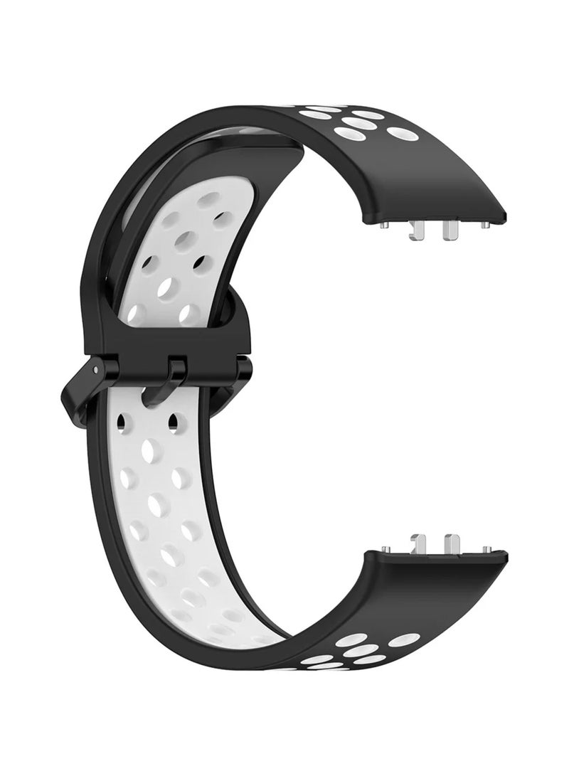 Soft Watchbands Compatible with Samsung Galaxy Fit3 SM-R390 Silicone Sport Wristband Band Replacement Bracelet Quick Release Straps (Black+White)  - Image 2