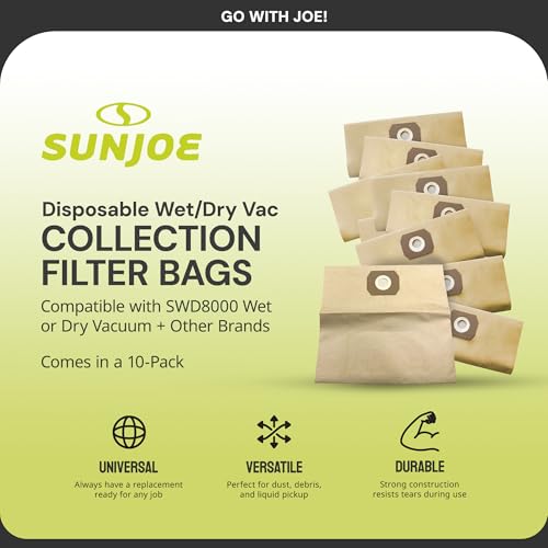 Sun Joe SWD8GB10PK 8Gallon Vacuum Tank Universal Replacement Paper Filter Bag for WetDry Shop Vac and Other Brands 10 Pack - Image 3