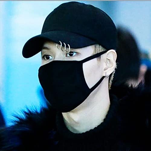 OVOY- Kpop Hat Ring Baseball-Cap - Suga-Snapback Baseball Cap Iron Rings (Black) - Image 3