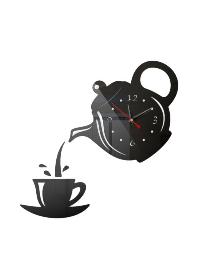 NIBEMINENT DIY Acrylic Teapot Mirror Wall Clock Sticker Black 35*35centimeter - Image 1
