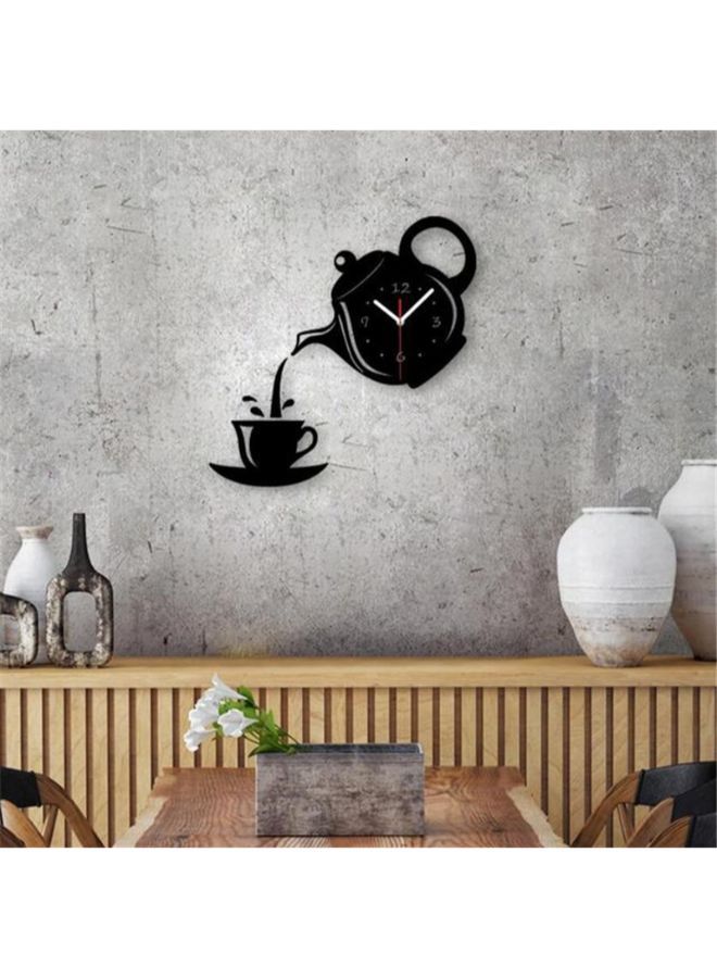 NIBEMINENT DIY Acrylic Teapot Mirror Wall Clock Sticker Black 35*35centimeter - Image 2