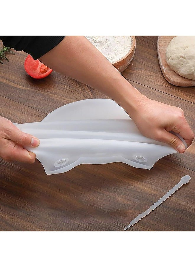 YJ Silicone Dough Kneading Bag, 1pc Large Flour Mixing Bag 36x26cm, Reusable Non-Stick Kneading Bag for Bread Pastry Pizza, Multifunctional Dough Bag for Restaurant Kitchen and Home Baking, (Transparent) - Image 3