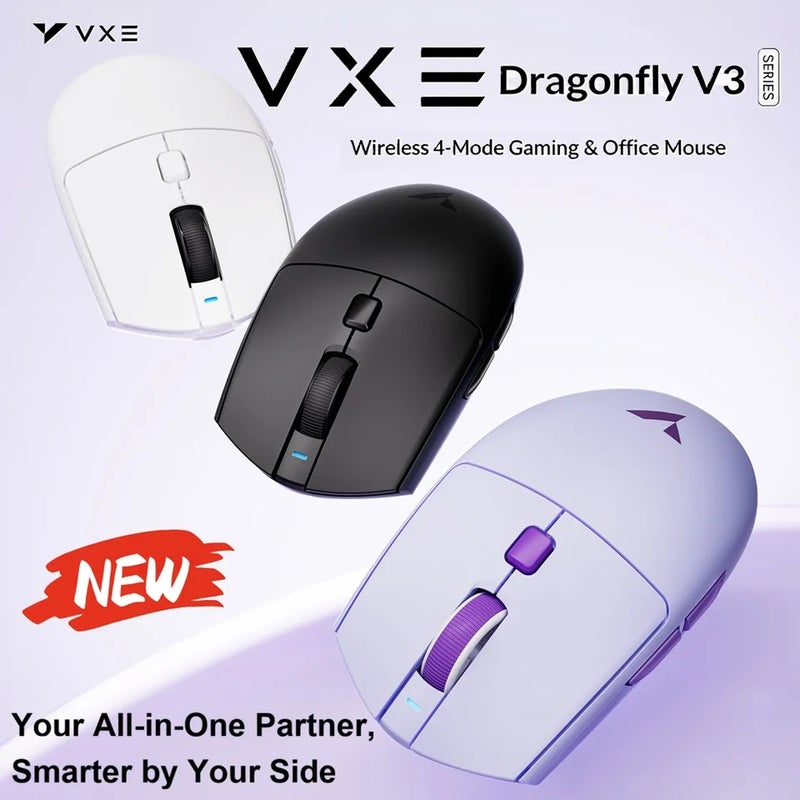 اي تي كي ماوس ATK VXE Dragonfly V3 Pro 4-Mode Gaming Mouse, PAW3395SE, 2.4G Wireless, Rechargeable, Lightweight Ergonomic, for PC - Image 2