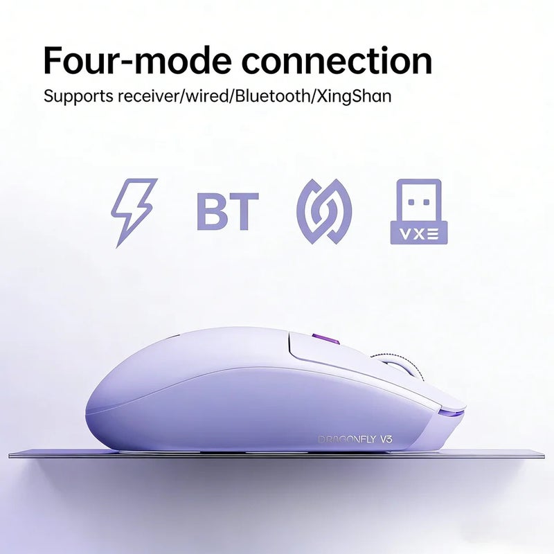 اي تي كي ماوس ATK VXE Dragonfly V3 Pro 4-Mode Gaming Mouse, PAW3395SE, 2.4G Wireless, Rechargeable, Lightweight Ergonomic, for PC - Image 4