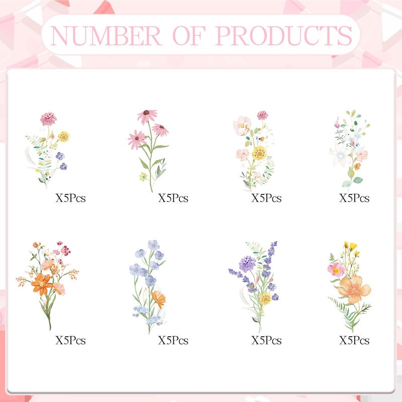 Rngmsi Baby in Bloom Baby Shower Decorations - 40PCS Flower Wildflower Floral Baby Shower Decor for Girls Baby in Bloom Cupcake Toppers Cake Decor Cute Garden Themed Gender Reveal Party Supplies - Image 2