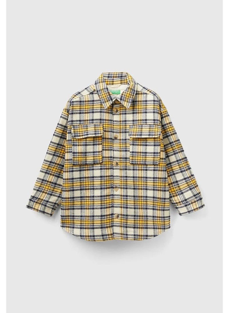 Benetton Boys Check Flannel Jacket - Image 1