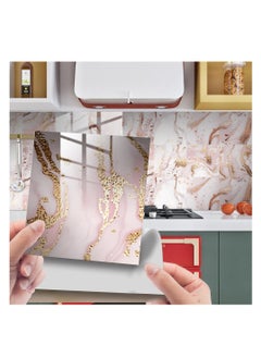 None/Brand 10pcs Pink Marble Tiles Sticker Kitchen Wardrobe Bathroom Home Decor Self-adhesive Crystal Hard Film Art Wall Decals 15x15CM  - Image 1