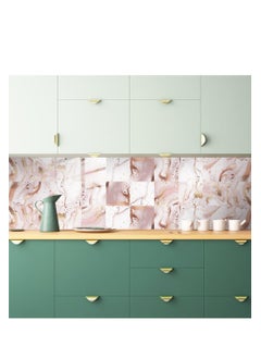 None/Brand 10pcs Pink Marble Tiles Sticker Kitchen Wardrobe Bathroom Home Decor Self-adhesive Crystal Hard Film Art Wall Decals 15x15CM  - Image 3