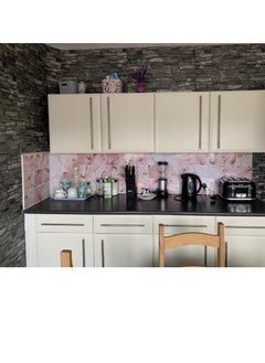None/Brand 10pcs Pink Marble Tiles Sticker Kitchen Wardrobe Bathroom Home Decor Self-adhesive Crystal Hard Film Art Wall Decals 15x15CM  - Image 5