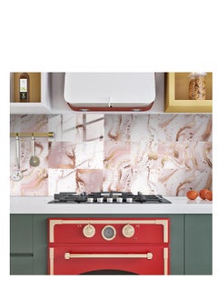 None/Brand 10pcs Pink Marble Tiles Sticker Kitchen Wardrobe Bathroom Home Decor Self-adhesive Crystal Hard Film Art Wall Decals 15x15CM  - Image 4