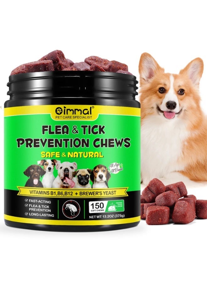 Oimmal 150Pcs Flea And Tick Prevention Chews for Dogs 375G Natural Prevention for Dog Chews for All Breeds & Ages Fast-Acting Long Lasting 150 Soft Chews - Image 2