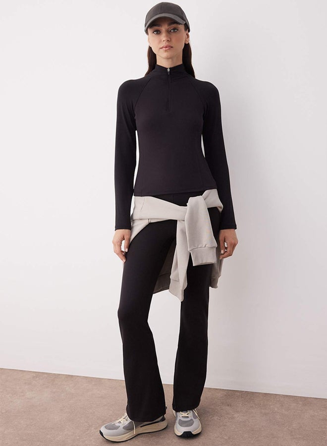 trendyol Black Diver/Scuba Fabric Zippered Knitted Sports Sweatshirt - Image 2