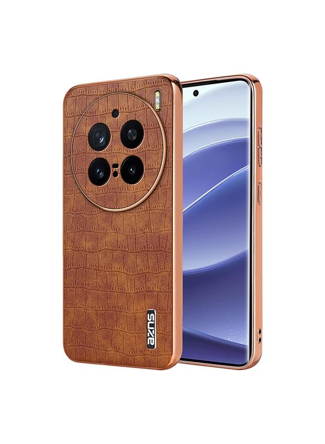 The Bros Case For vivo X200 Pro Electroplated Frame Crocodile Texture Full Coverage Phone Case