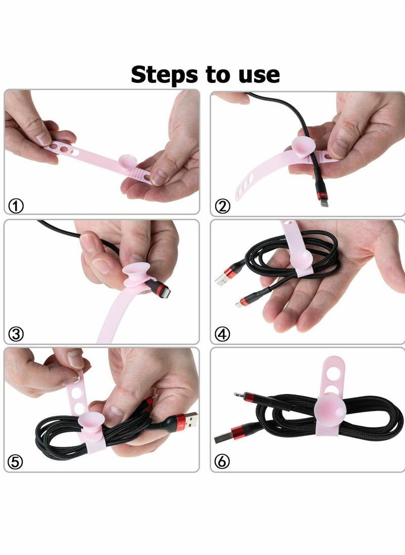 Generic Silicone Cable Ties, 16Pcs Reusable Cord Organizer with Suction Cup  - Image 2